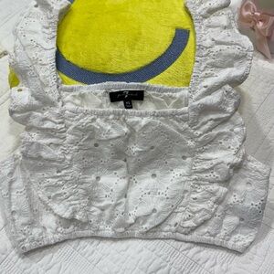 7 For All Mankind White Eyelet Kids Top